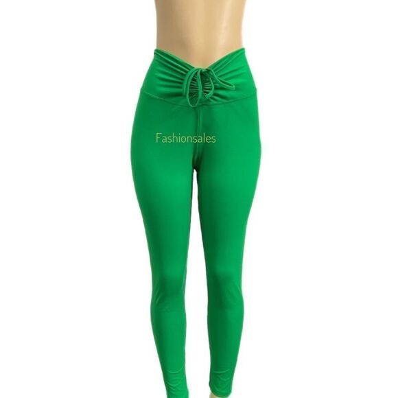 Victoria’s Secret Pink Active high Waist Full Length Ruched V leggings Green XL - Picture 3 of 3